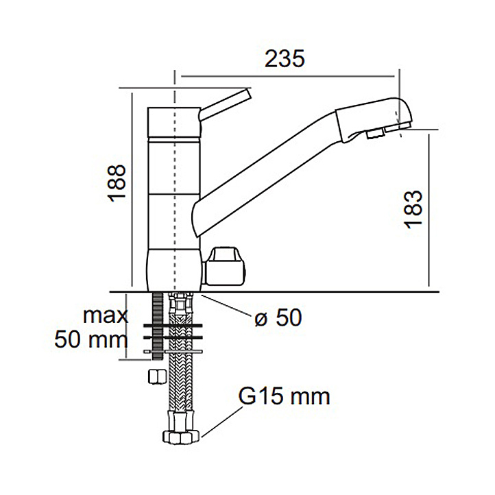 Kitchen 3 Way Water Filter Tap for low pressure systems