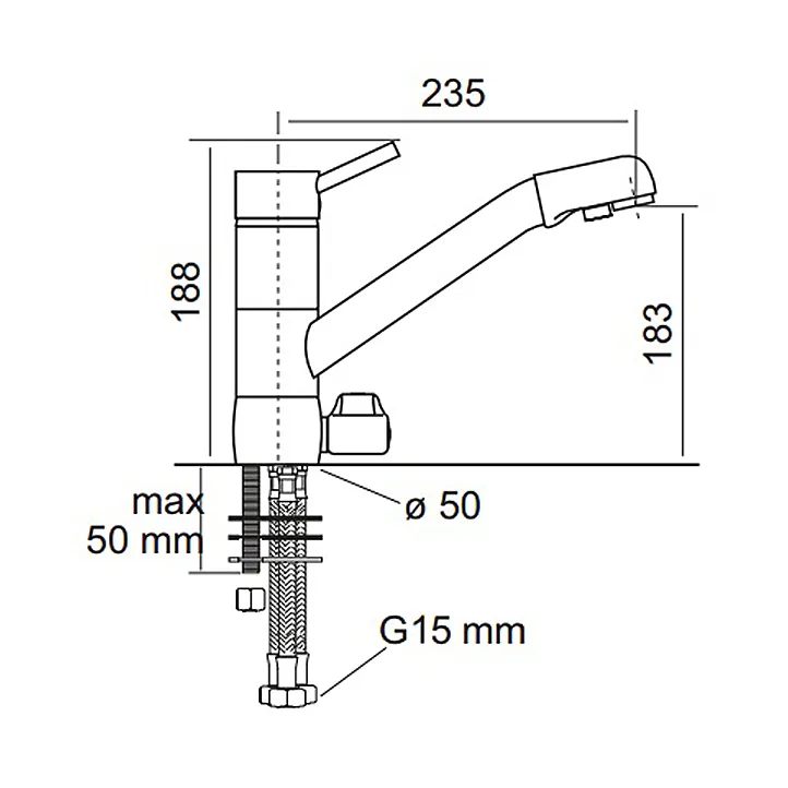 Kitchen Mixer Tap  - Dimensions