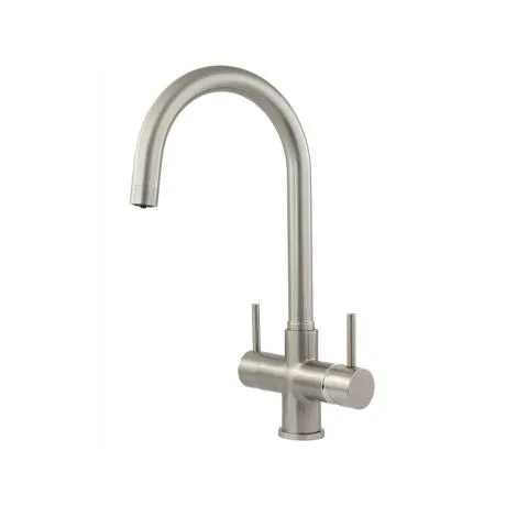 Verona Two Lever Brushed Steel 3 Way Tap 