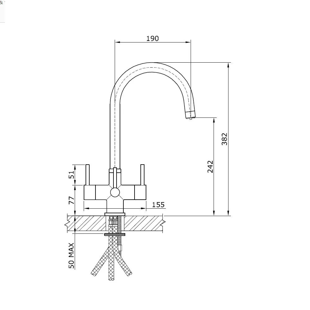 151 Verona 3 Lever Dimensions