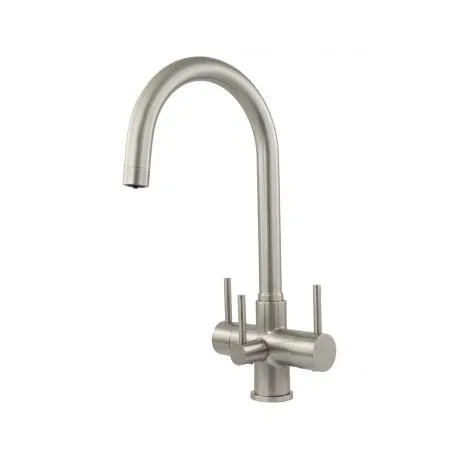 Verona 3 Lever Brushed Steel 3 Way Tap 