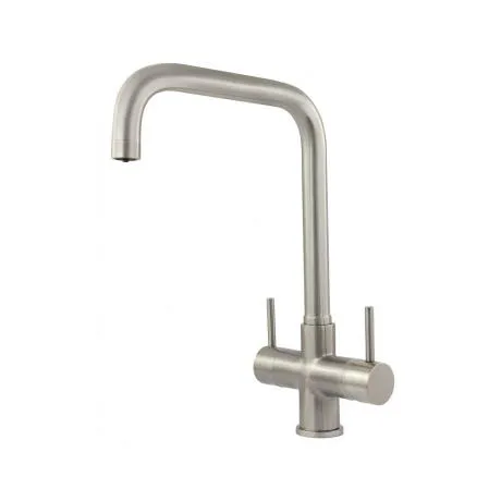 Monza Two Lever Brushed Steel 3 Way Tap