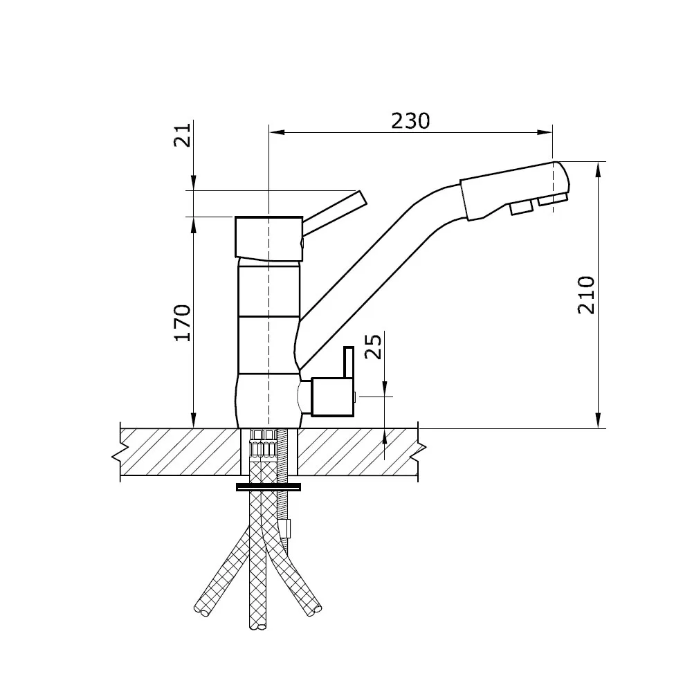 Orta Filtra Chrome Kitchen Tap Dimensions