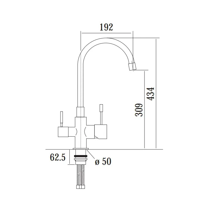 Stainless Steel Water Filter Tap - Dimensions