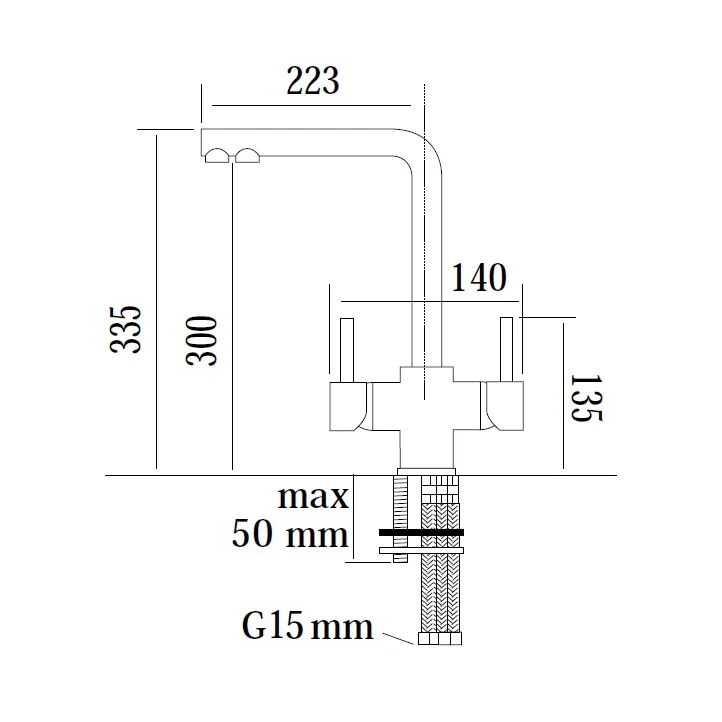 Modern Water Filter Tap - Dimensionals
