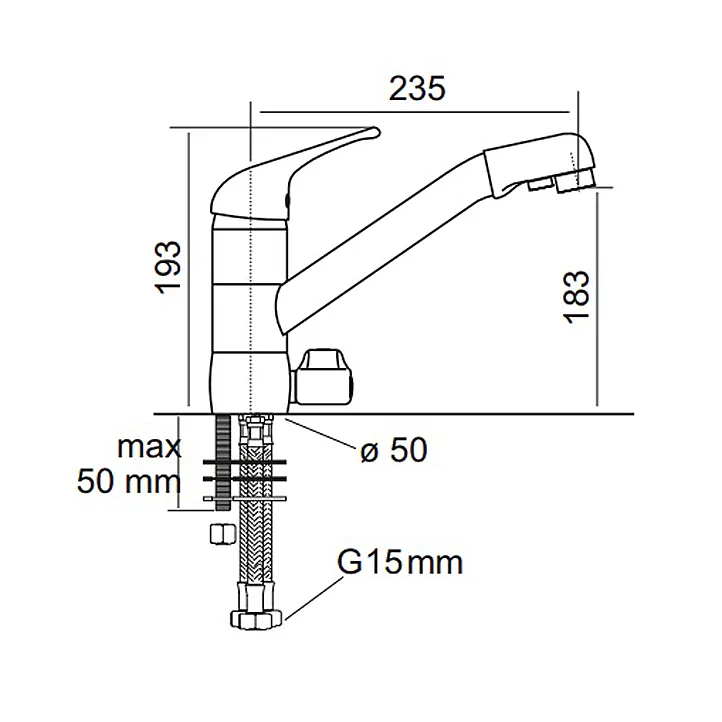 Filter Plus Mixer Tap - Dimensions