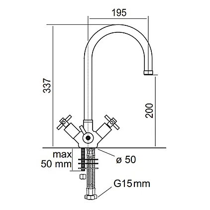 TriCross 3 Way Water Filter Tap - Dimensions