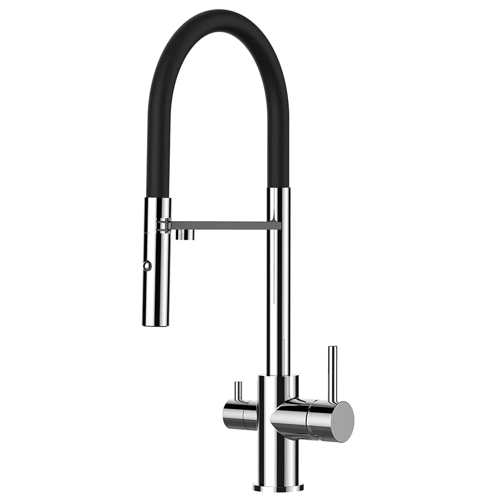 Alassio Pro chrome and black kitchen mixer tap