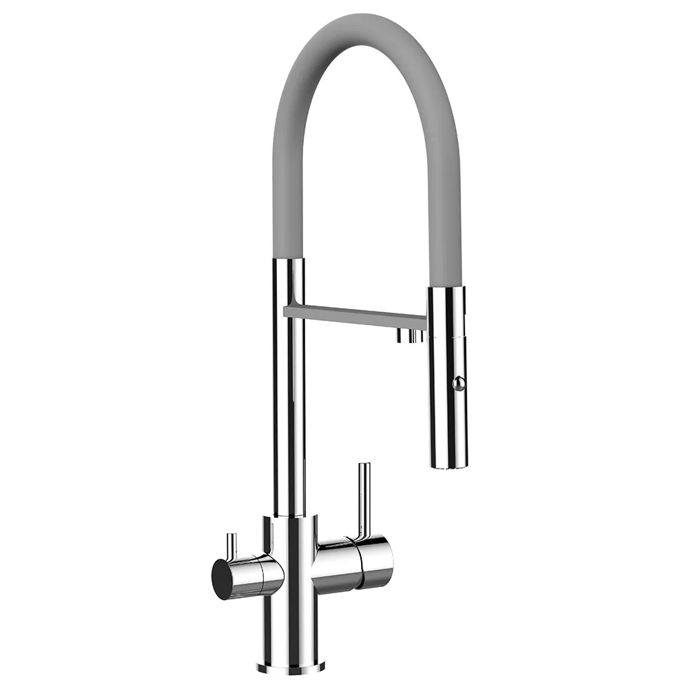 Alassio Pro chrome and grey kitchen mixer tap