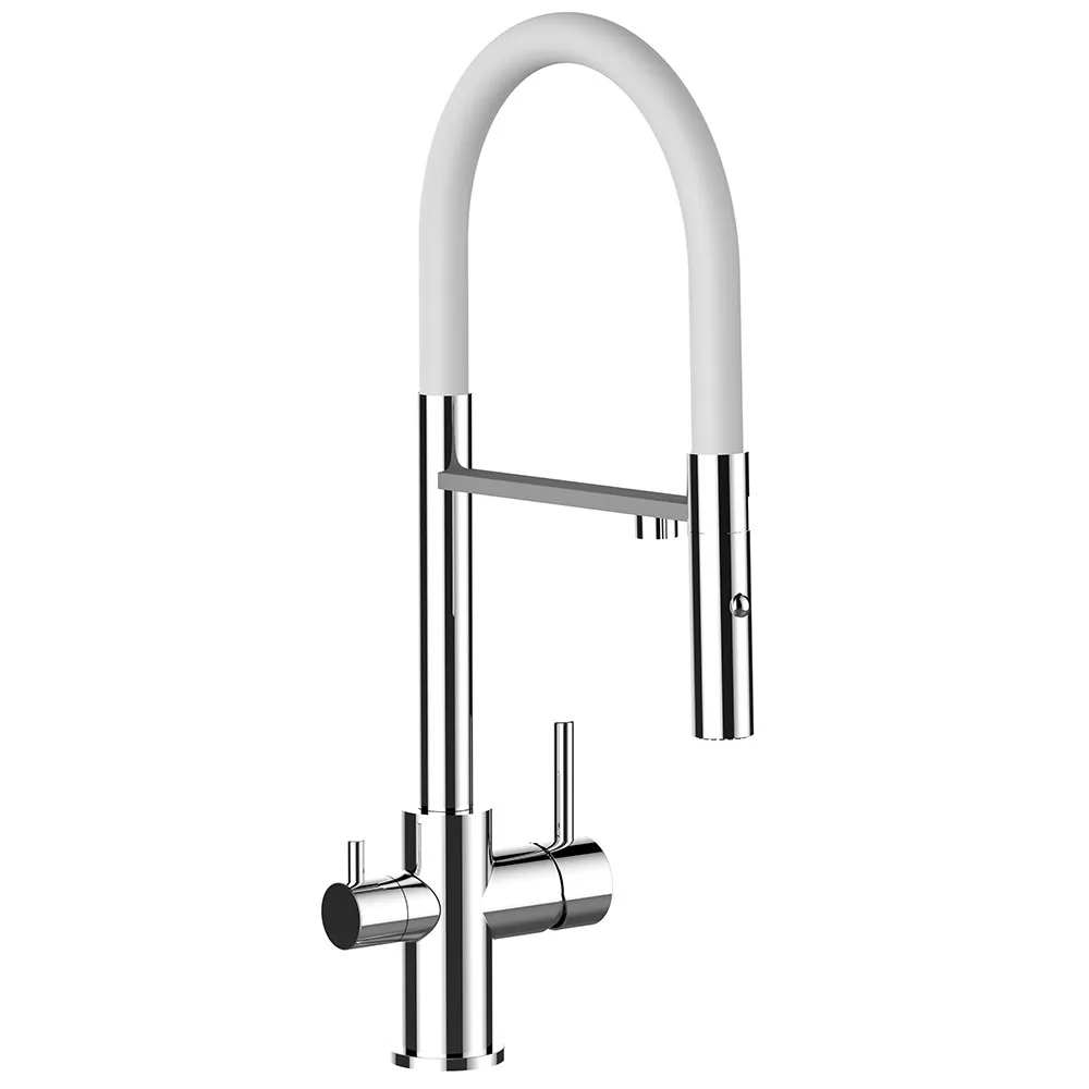 Alassio Pro chrome and white kitchen mixer tap