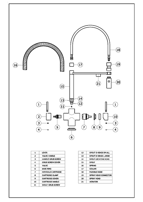 Aquila 2 lever 3 way tap