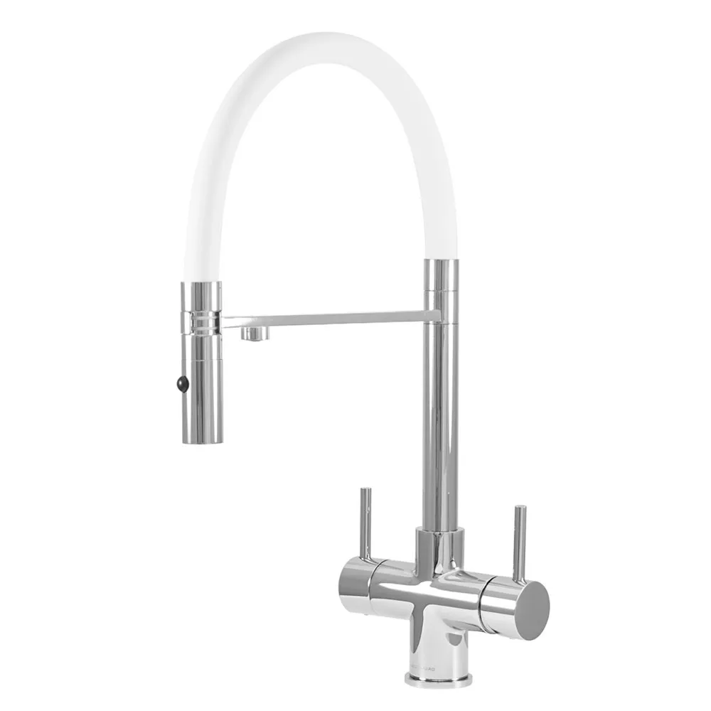 Aquila 2 Lever Chrome and White 3 Way Tap