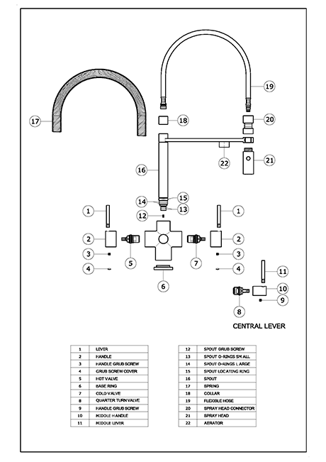 Aquila 3 lever 3 way tap