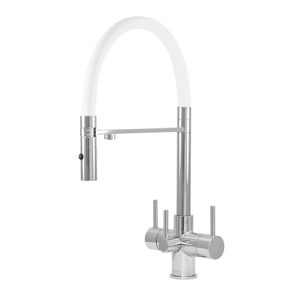 Aquila 3 Lever Chrome and White 3 Way Tap