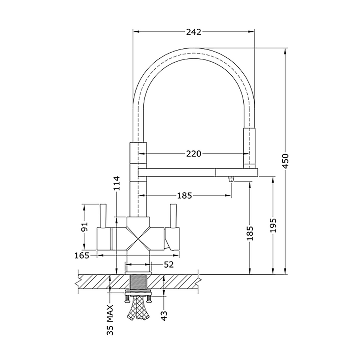 Aquila 4 in 1 Dimensional Drawing