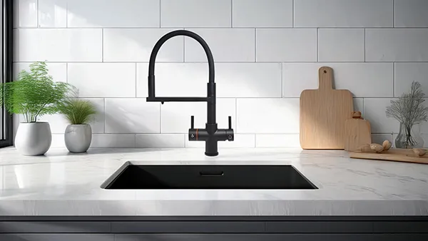 Aquila 4 in 1 boiling water tap in black finish