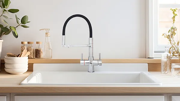 Aquila 4 in 1 Boling water Tap in Chrome with black hose
