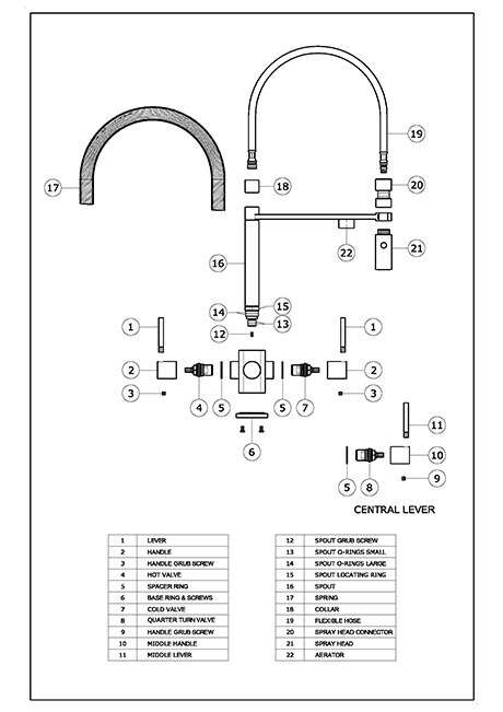 Aquila SQ 3 lever tap