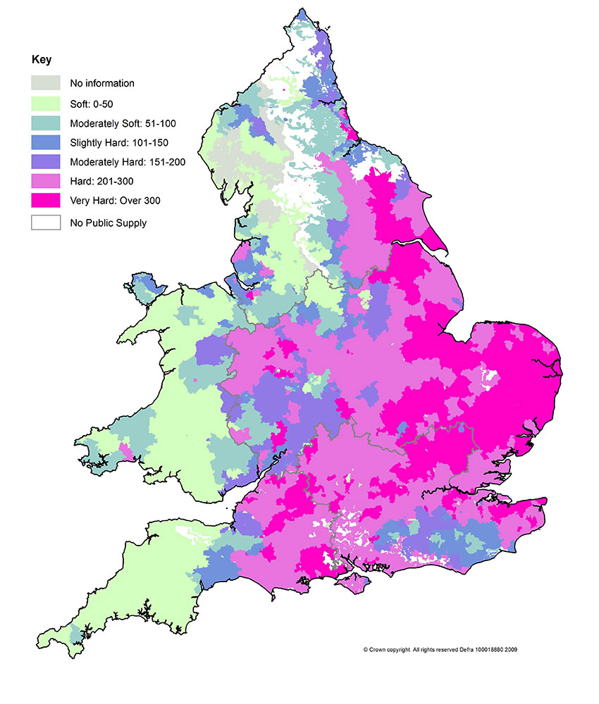 Hard water in England and Wales