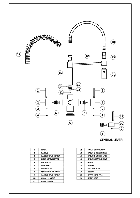 Milano 3 lever 3 way tap