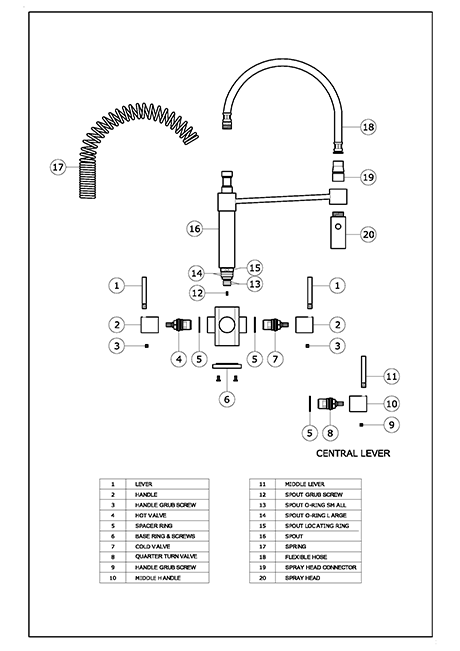 Milano SQ 3 lever 3 way tap