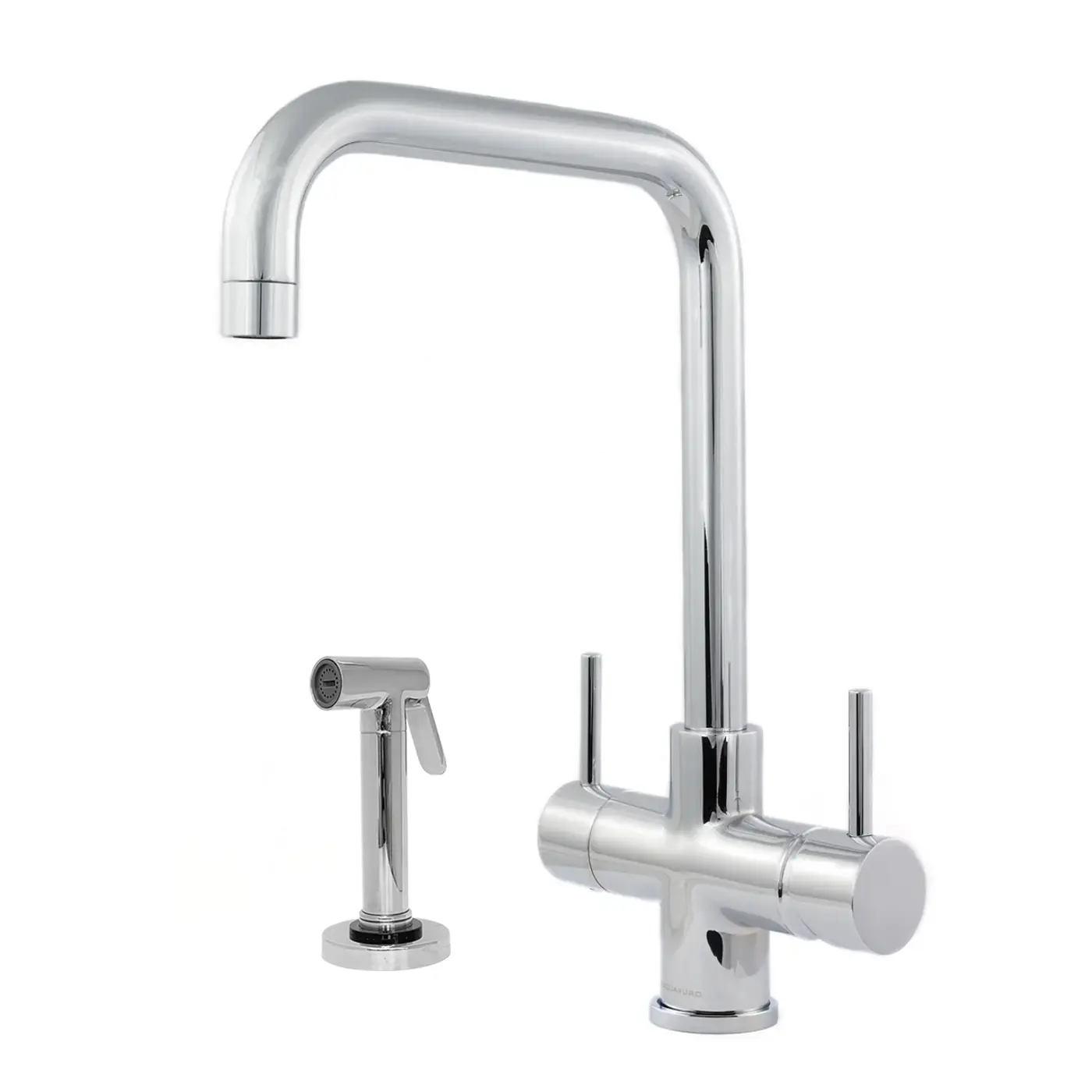 Monza 2 lever chrome 3 way tap with side spray