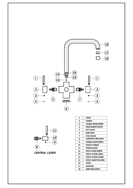 Monza 3 lever 3 way tap