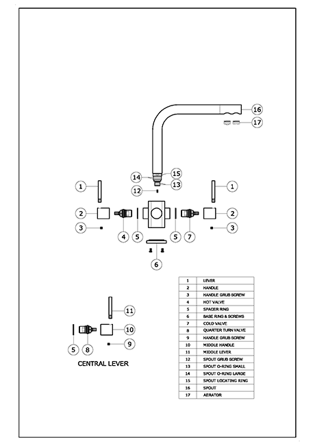 Sorrento SQ 3 lever 3 way tap