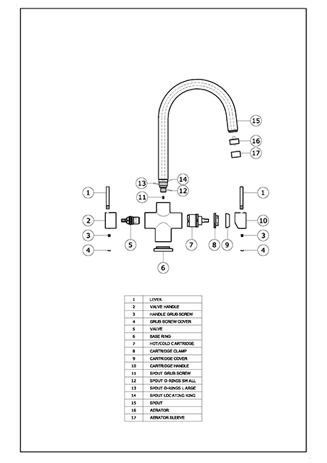 Verona 2 lever 3 way tap