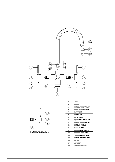 Verona 3 lever 3 way tap