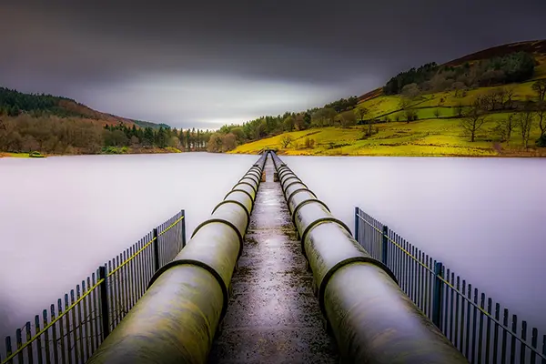 water pipe in reservoir