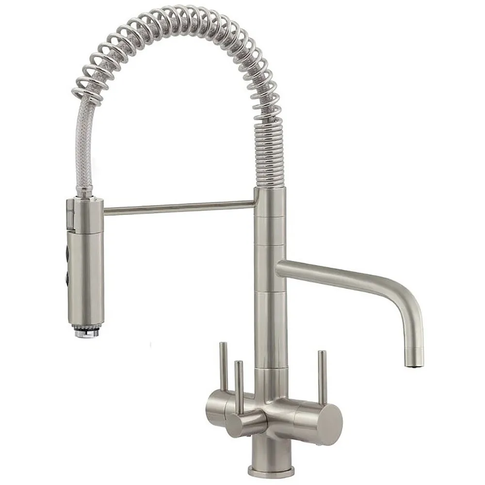 milano 3 lever brushed steel 3 way tap