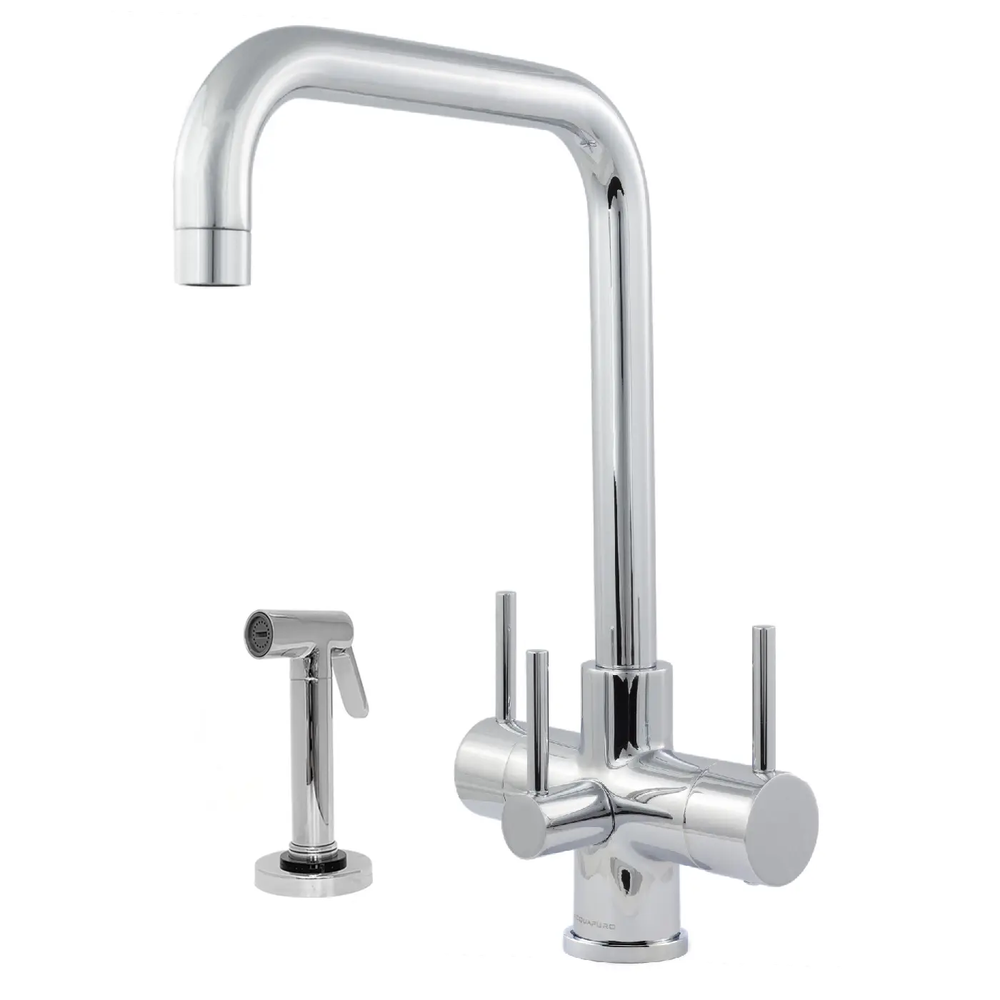 Monza 3 lever chrome 3 way tap with side spray