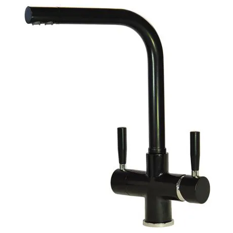 Nero Sorrento 2 Lever Black Kitchen Mixer Tap