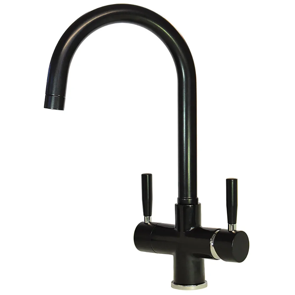 Nero Verona 2 Lever Black Kitchen Mixer Tap