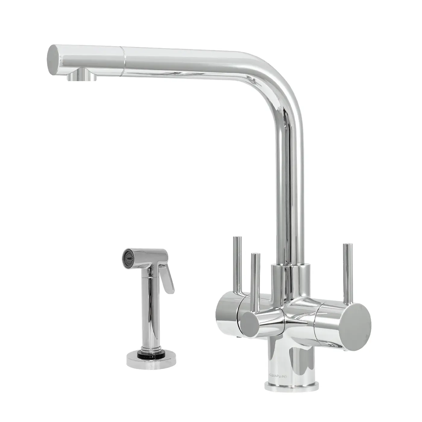 Sorrento 3 lever chrome 3 way tap with side spray