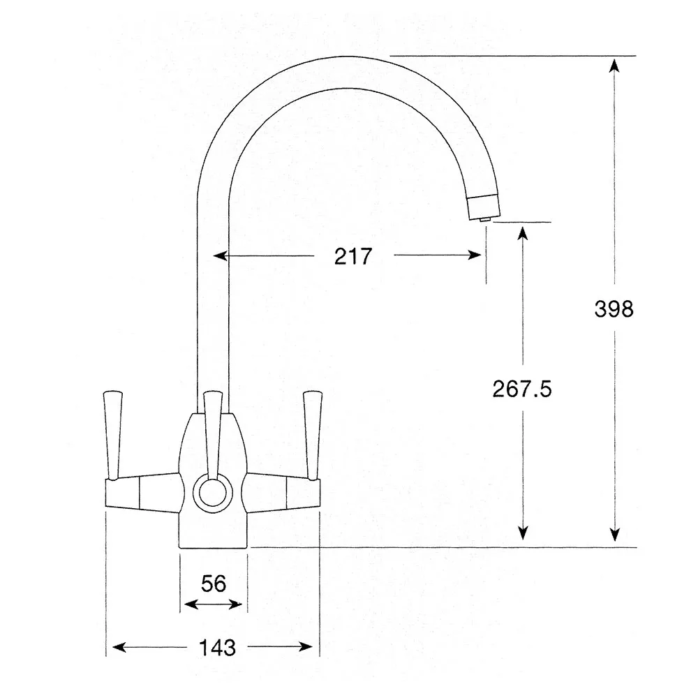 Stratus 3 way Tap Dimensions