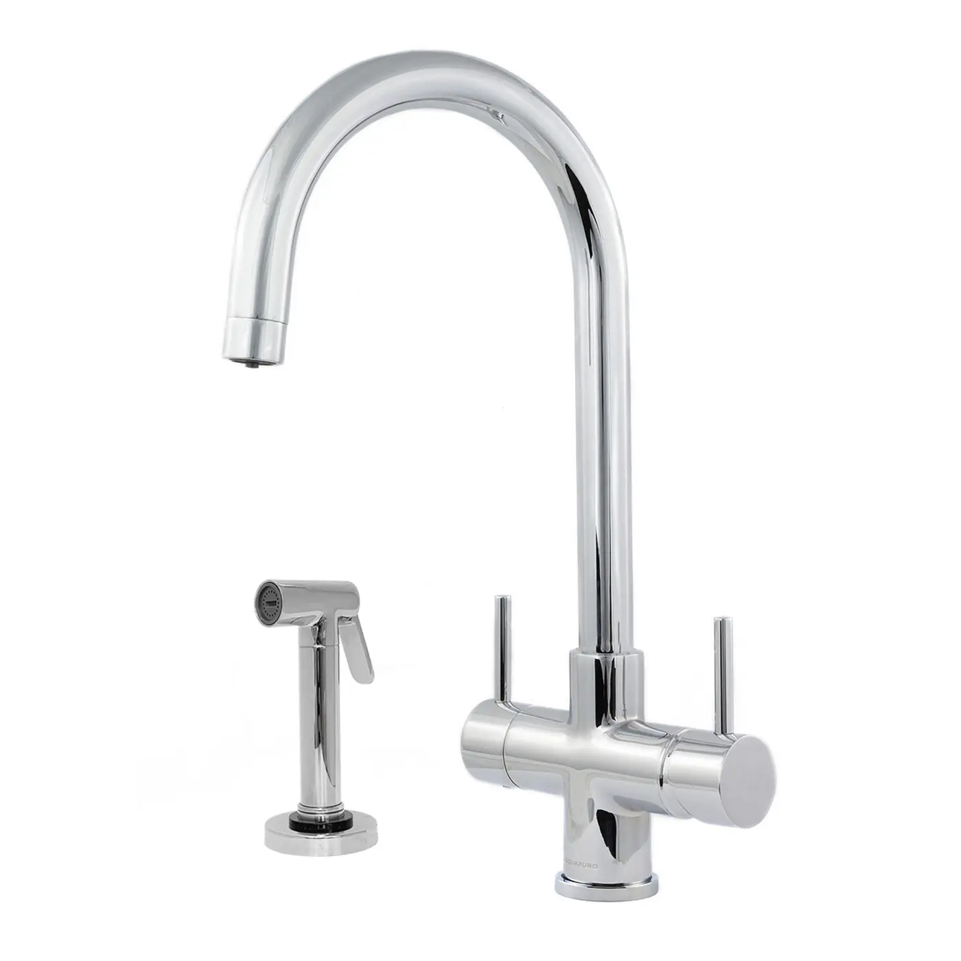 Verona 2 lever chrome 3 way tap with side spray