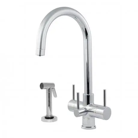 Verona 3 lever chrome 3 way tap with side spray